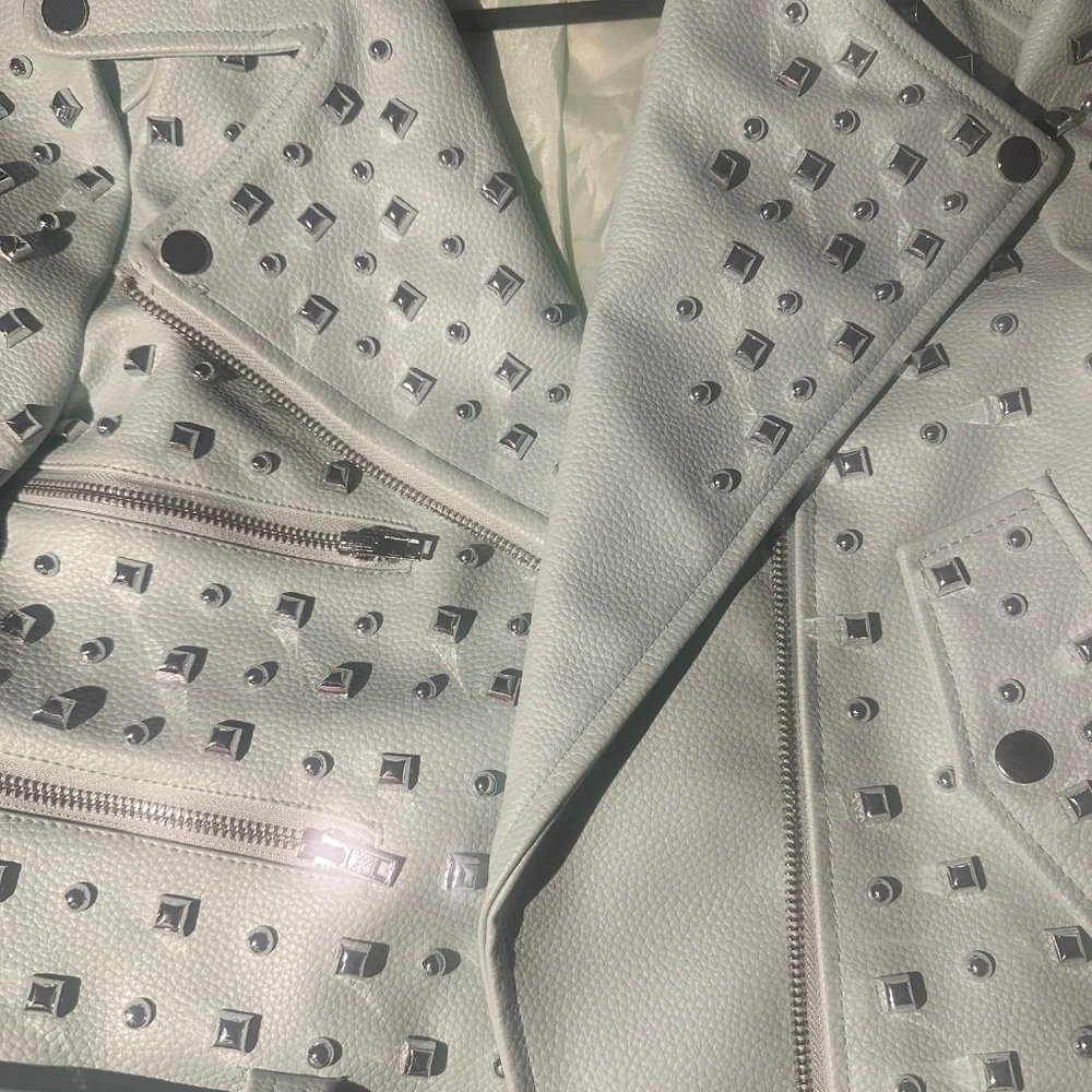 New Akira azalea wang Studded Moto Jacket mint - Picture 3 of 6